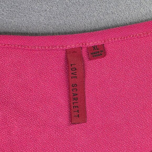 Love Scarlett Shirt Womens XL Pink Bell Sleeve Lace Trim Stretch Pullover Top - Picture 3 of 11